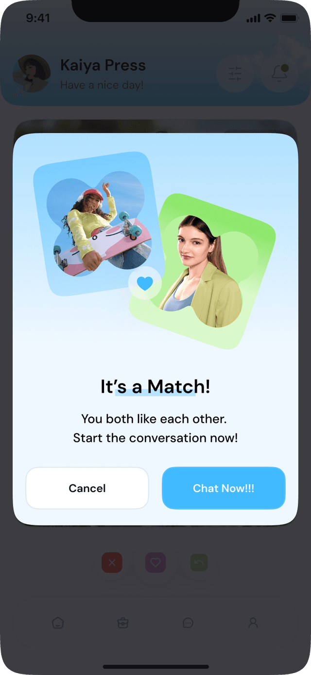 It's a Match screen